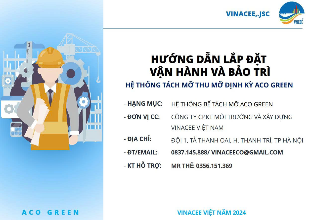 Tài liệu hướng dẫn lắp đặt và bảo trì Bể tách mỡ thu mỡ định kỳ ACO Green