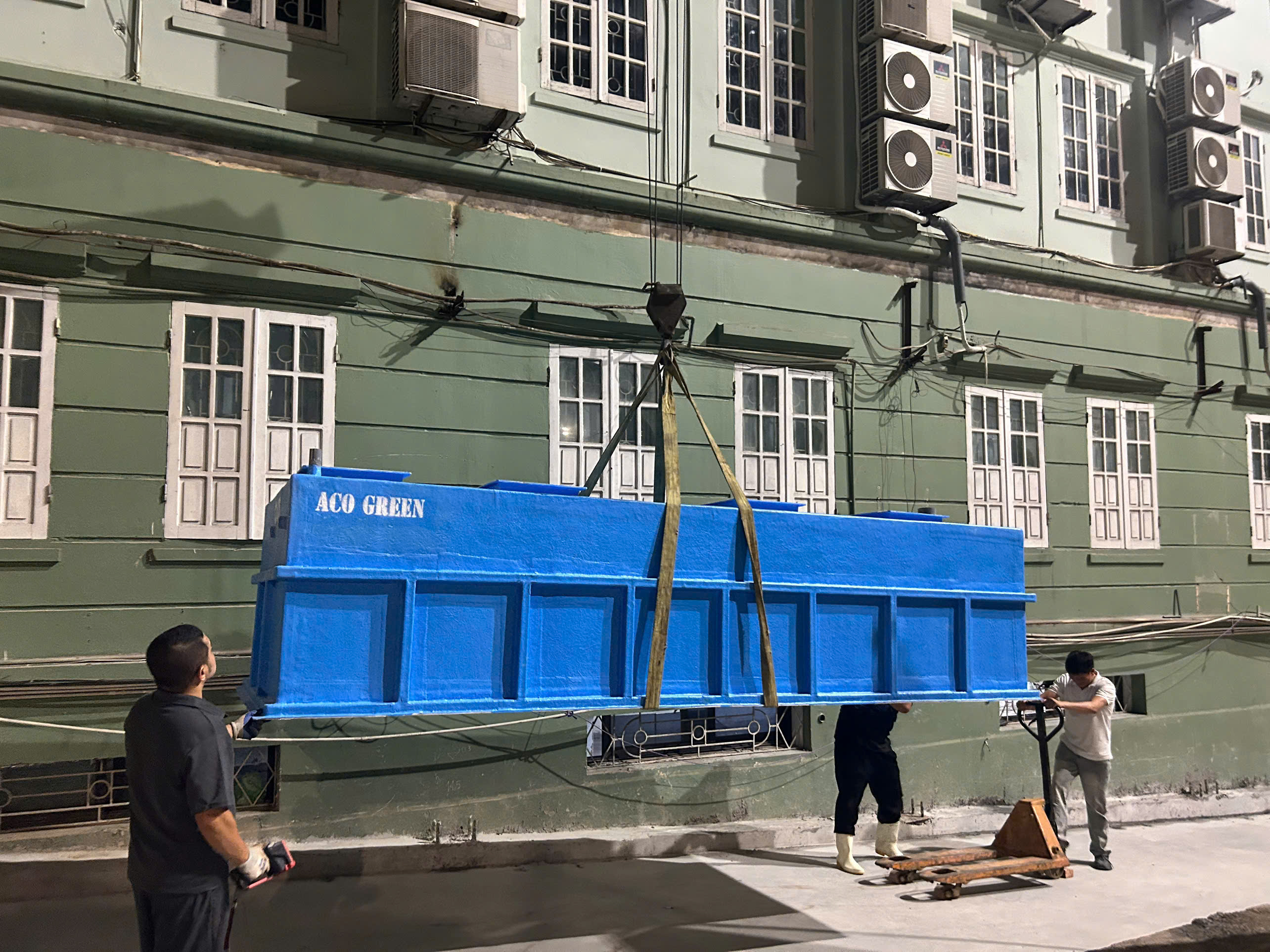 Dự án: Thiết kế - cung cấp lắp đặt bể tách mỡ ACO Green N034 kết hợp bơm thoát nước thải Trường học