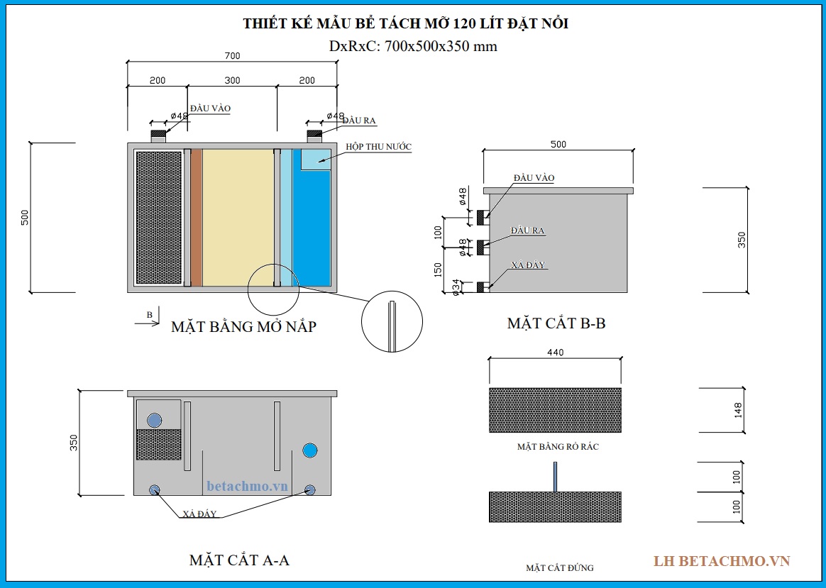 Cách thiết kế bể tách mỡ đơn giản, đáp ứng các quy định cơ bản nhất, sử dụng nhiều nhất