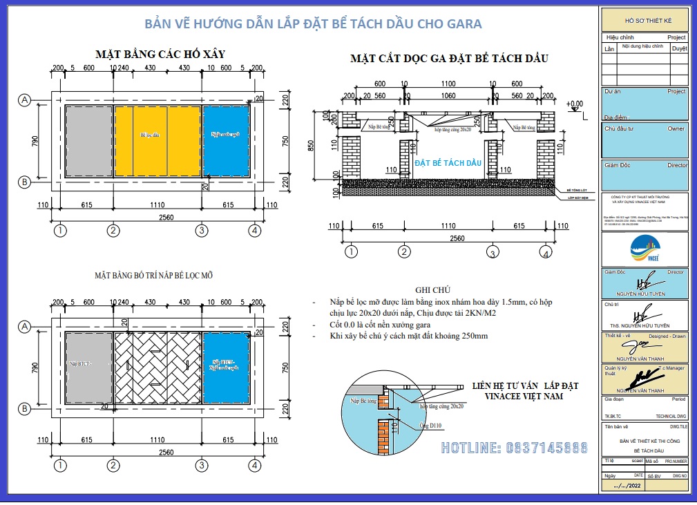 Bể xử lý sơ bộ nước thải rửa xe, gara rửa xe, kho chứa xăng dầu