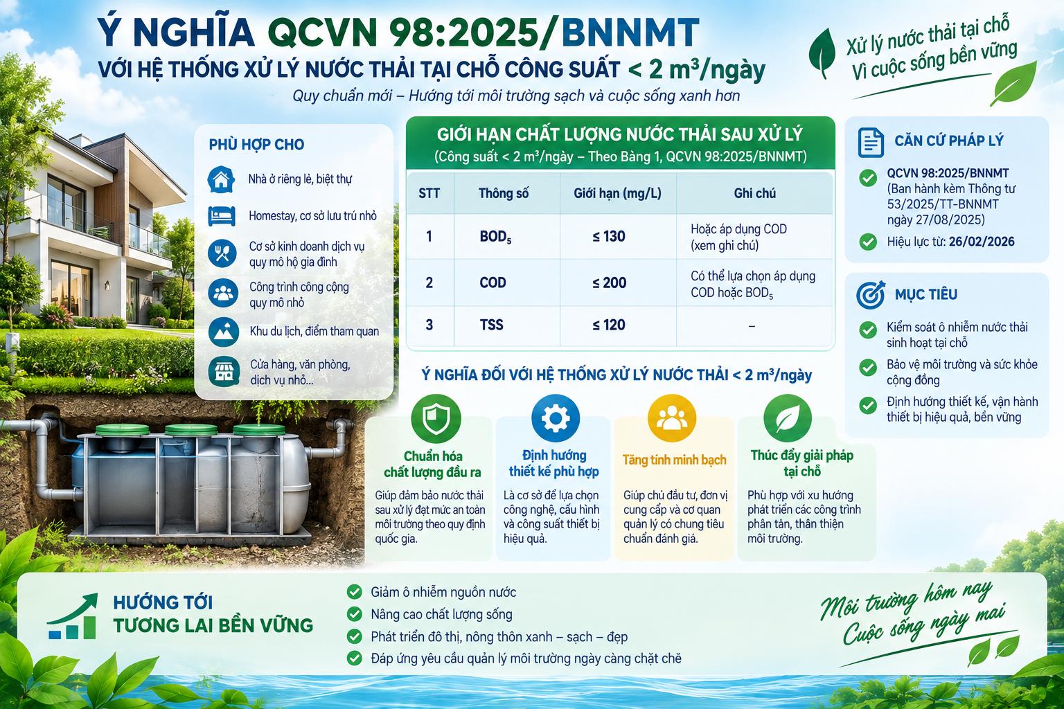 [Cập nhật mới] QCVN 98:2025/BNNMT: Những chú ý khi lựa chọn và thiết kế module xử lý nước thải tại chỗ