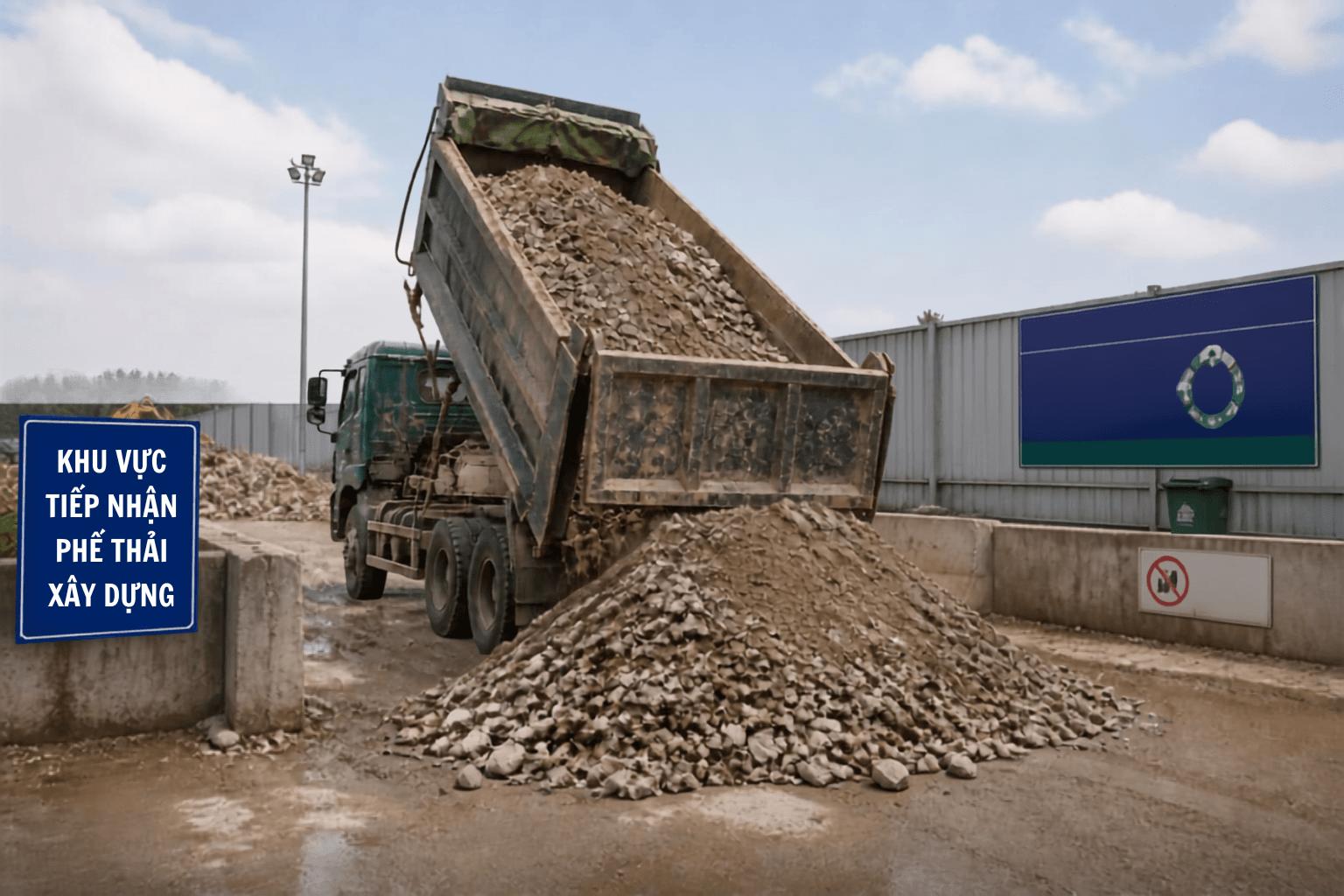 Điểm tập kết chất thải xây dựng tại Hà Nội