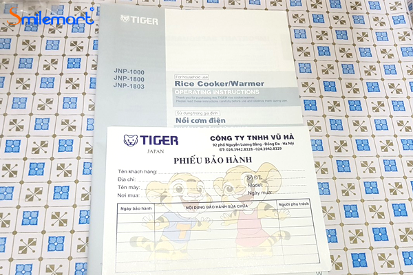 Phieu bao hanh Noi com dien TIGER JNP-1000