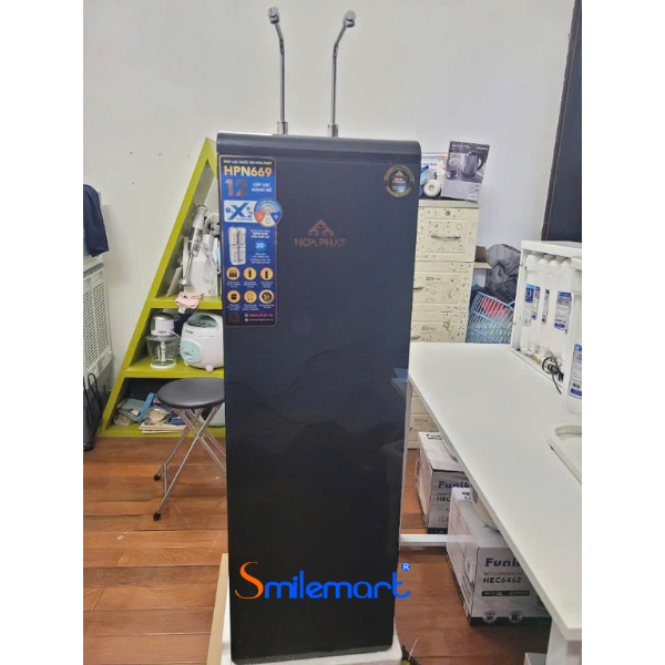(Miễn phí lắp đặt ) Máy lọc nước RO nóng nguội lạnh Hòa Phát HPN669 12 lõi, duy trì x2 hydrogen - bảo hành 36 tháng