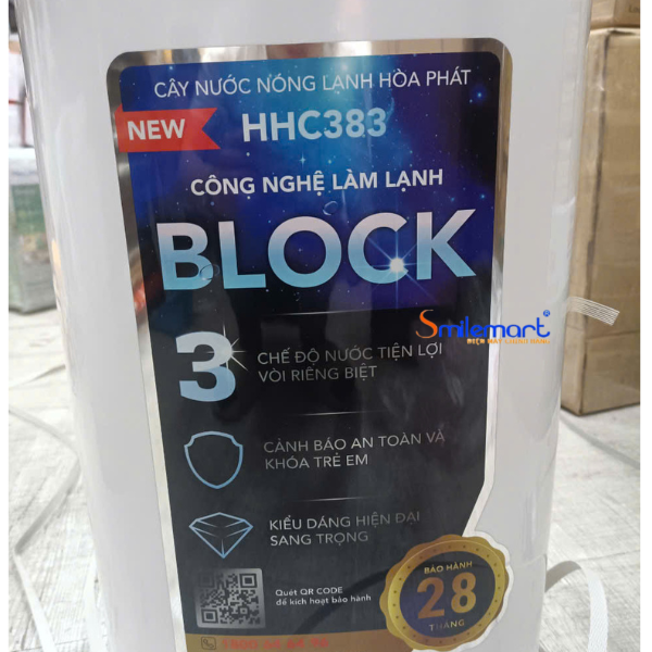 (Bảo hành 28 tháng) Cây nước nóng lạnh hút bình Hòa Phát HHC383 3 vòi - Block