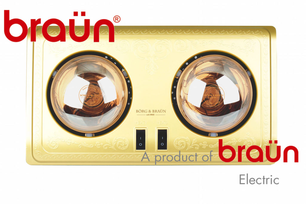Đèn sưởi nhà tắm Borg Braun BU2 (2 bóng vàng)
