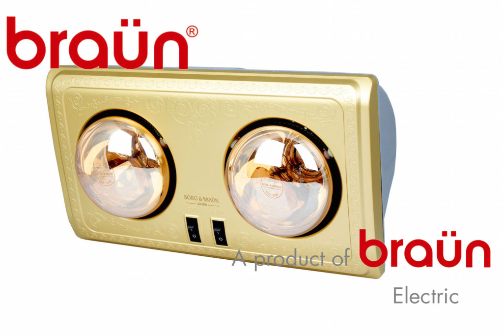 Đèn sưởi nhà tắm Borg Braun BU2 (2 bóng vàng)