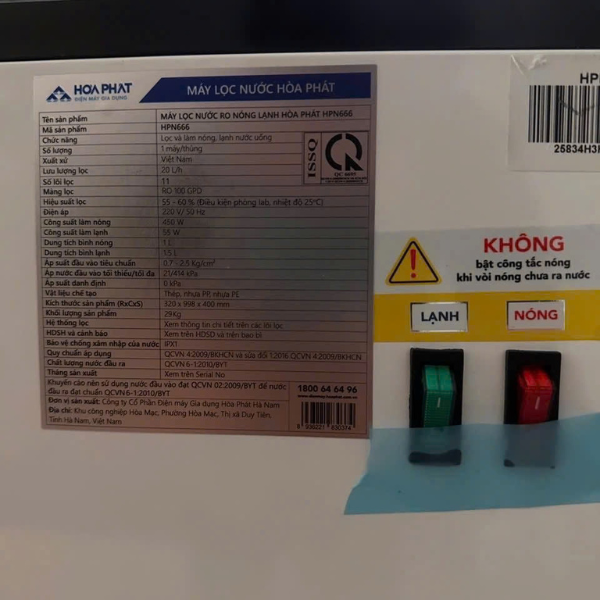 (Miễn phí lắp đặt) Máy lọc nước nóng lạnh Hòa Phát HPN666 - Lạnh Block - 11 lõi đúc liền - Công suất 20 lít/giờ
