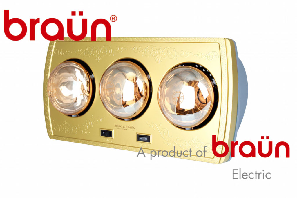 Đèn sưởi nhà tắm Borg Braun BU3 (3 bóng vàng)