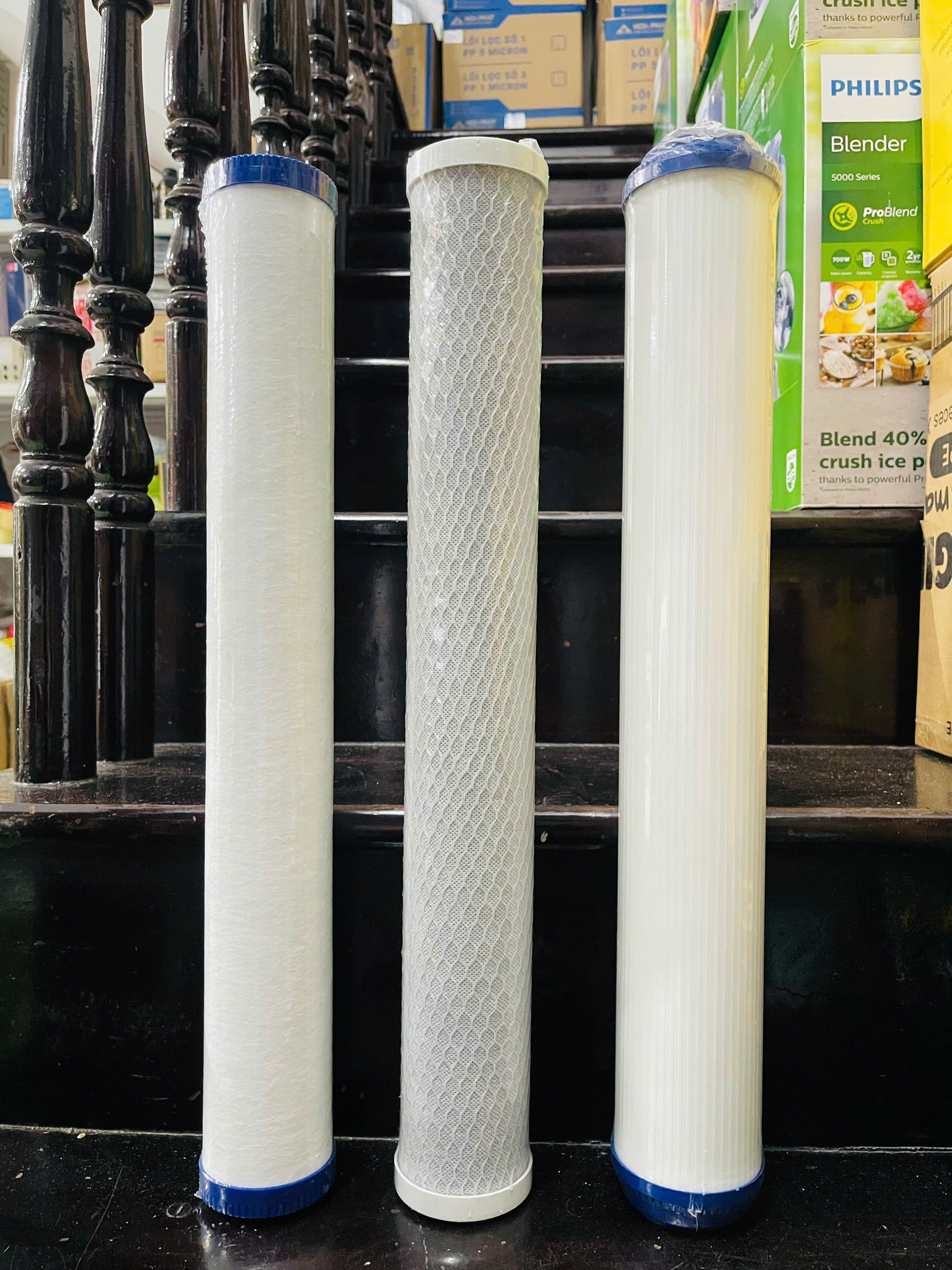 Bộ 3 lõi lọc thô 20inch máy lọc nước bán công nghiệp Hòa Phát HPT725 - Lọc sạch cặn bẩn, khử mùi, bảo vệ hệ thống RO
