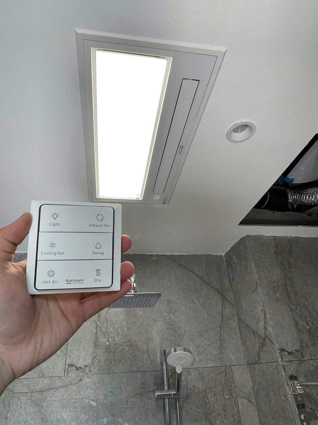 Quạt âm trần đa năng Kottmann – K8, 5 chức năng (sưởi ấm – sấy khô – thổi gió mát vừa thông gió – hút mùi và chiếu sáng)