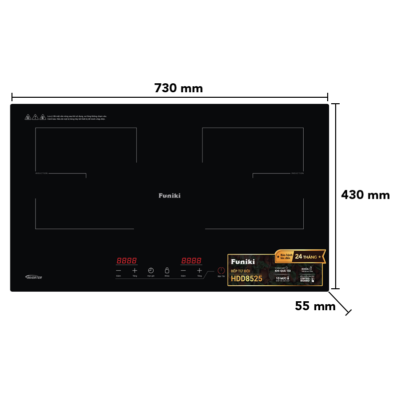 Bếp điện từ đôi Funiki HDD8525 / HDD8526 - Hàng chính hãng bảo hành 24 tháng