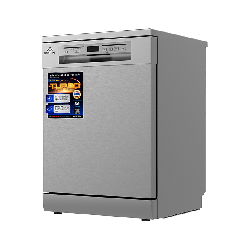 (Bảo hành 36 tháng) Máy rửa bát 13 bộ Hòa Phát HD F1306DBS.TM 6 chương trình rửa, sấy nhiệt Turbo