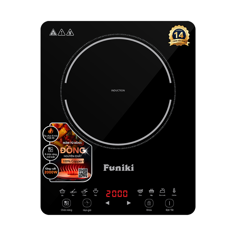(Bảo hành 14 tháng) Bếp điện từ đơn Funiki HSD8162 2000W, mâm từ đồng