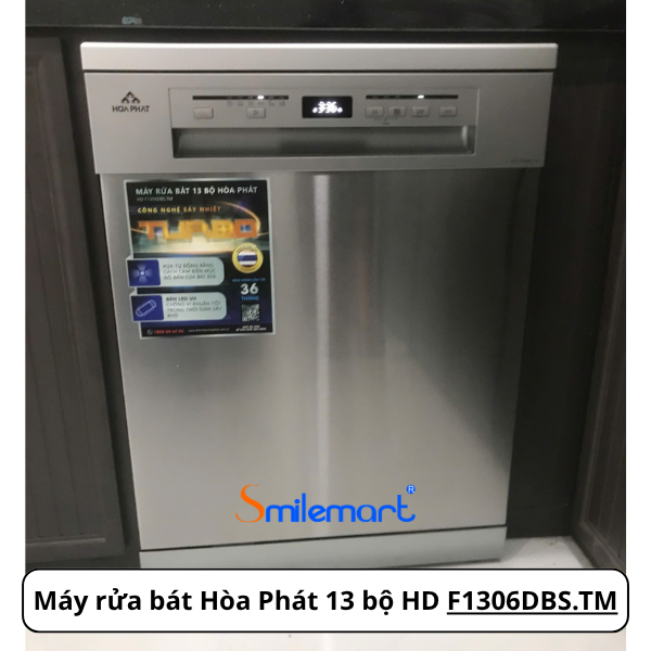 (Bảo hành 36 tháng) Máy rửa bát 13 bộ Hòa Phát HD F1306DBS.TM 6 chương trình rửa, sấy nhiệt Turbo
