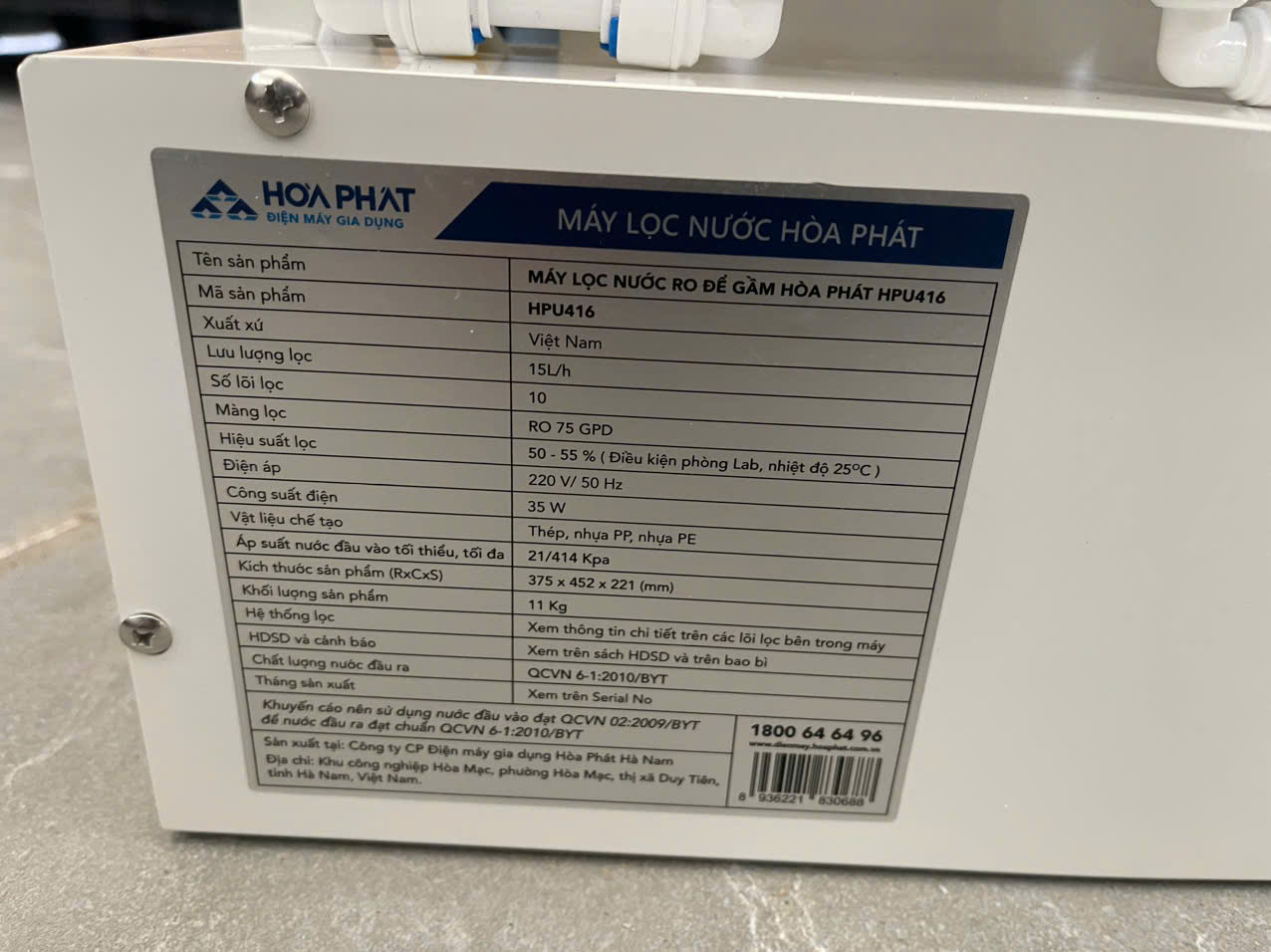 (Miễn phí lắp đặt + Tặng combo 3 lõi lọc thô ) Máy lọc nước RO để gầm Hòa Phát HPU456 / HPU416 10 lõi - bảo hành 36 tháng