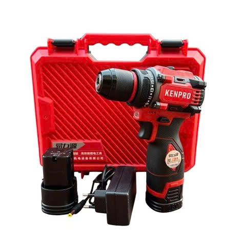 Máy Khoan Pin Đầu 10 KENPRO, Tốc Độ 0-1600 Vòng/Phút, Gồm 2 Pin + Sạc