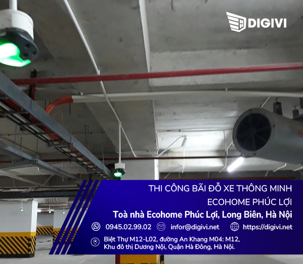 Thi công hệ thống bãi đỗ xe thông minh tại Ecohome Phúc Lợi, Long Biên, Hà Nội