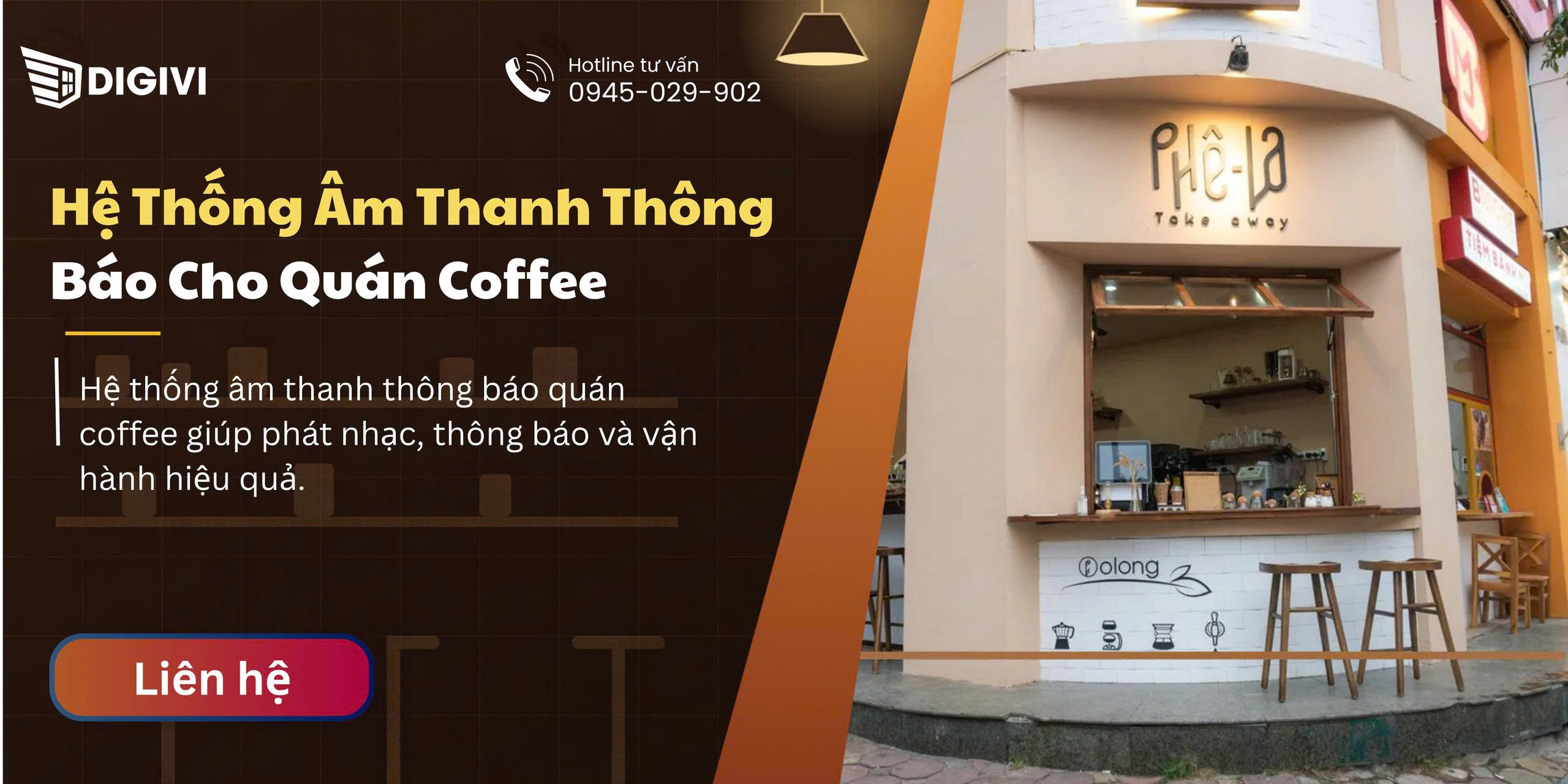 Hệ Thống Âm Thanh Thông Báo Cho Quán Coffee | Digivi