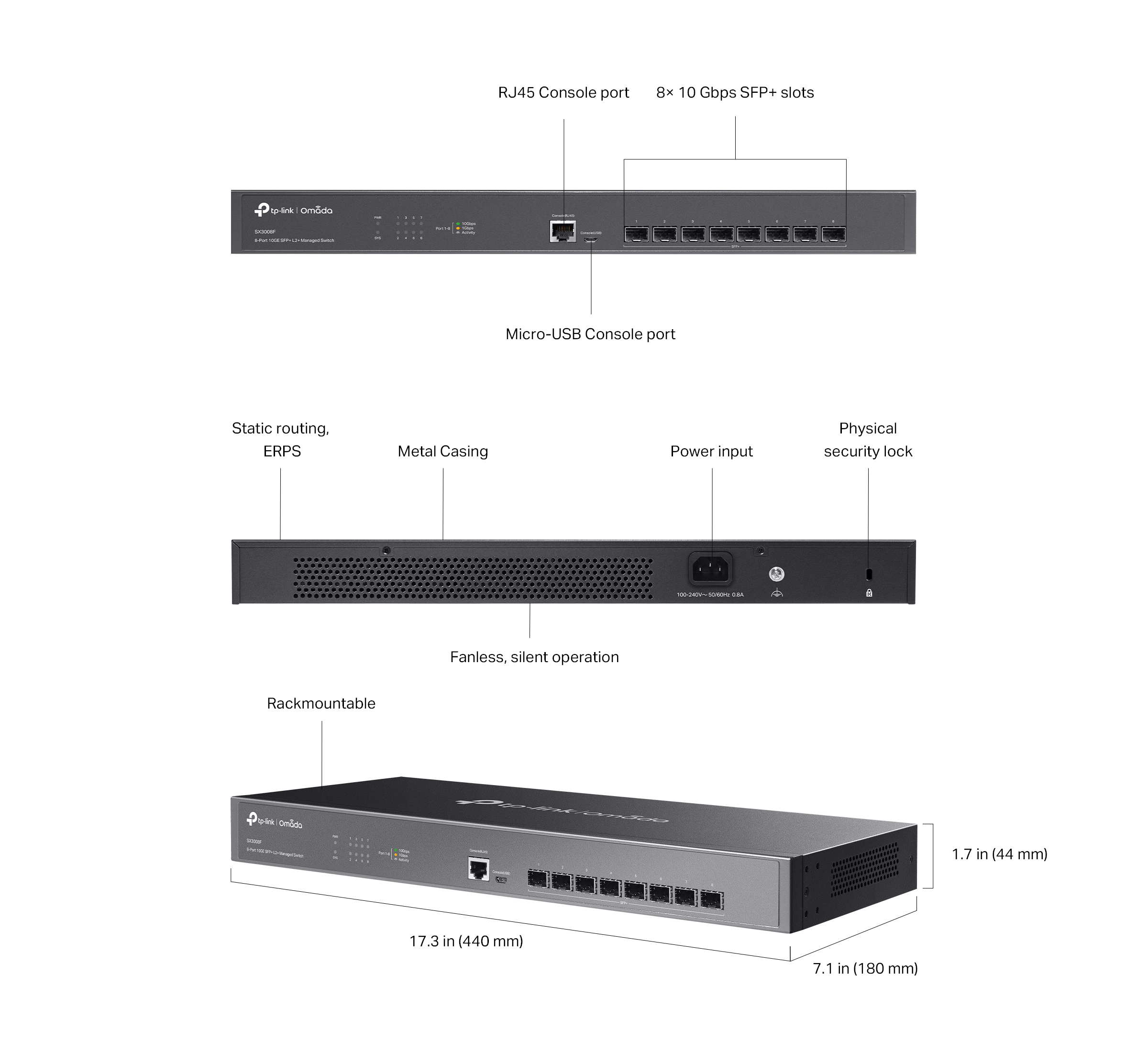 TL-SX3008F - Omada Switch Quản Lý L2+ 8 Cổng 10GE SFP+
