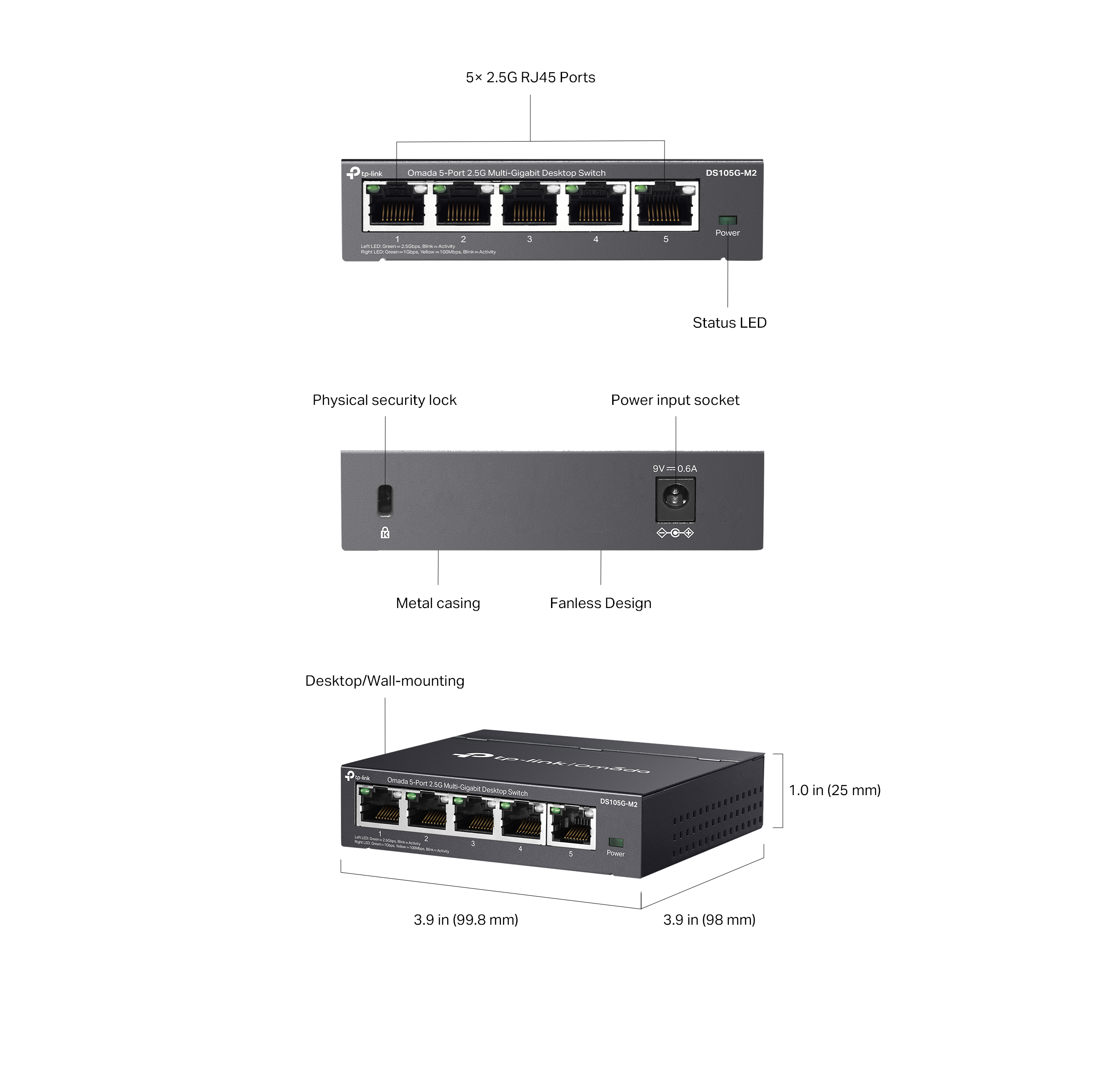 DS105G-M2 - Omada: Switch Desktop 5 Cổng 2.5G Multi-Gigabit