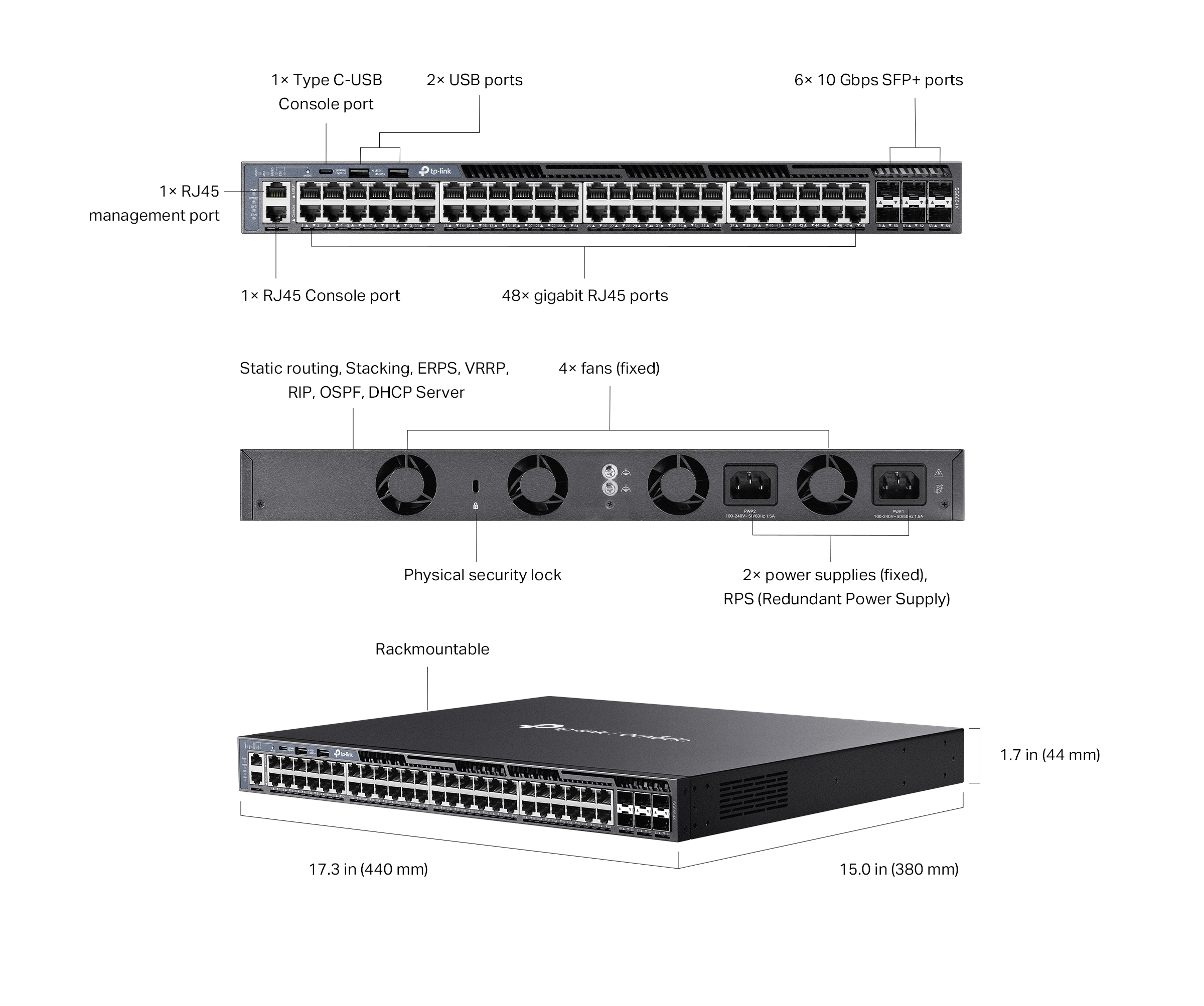 SG6654X - Omada Switch L3 Quản Lý 48 Cổng Gigabit với 6 Khe Cắm 10G