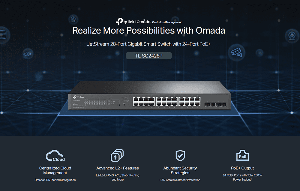 TL-SG2428P - JetStream: Switch Thông Minh 28 Cổng Gigabit Với 24 Cổng PoE+