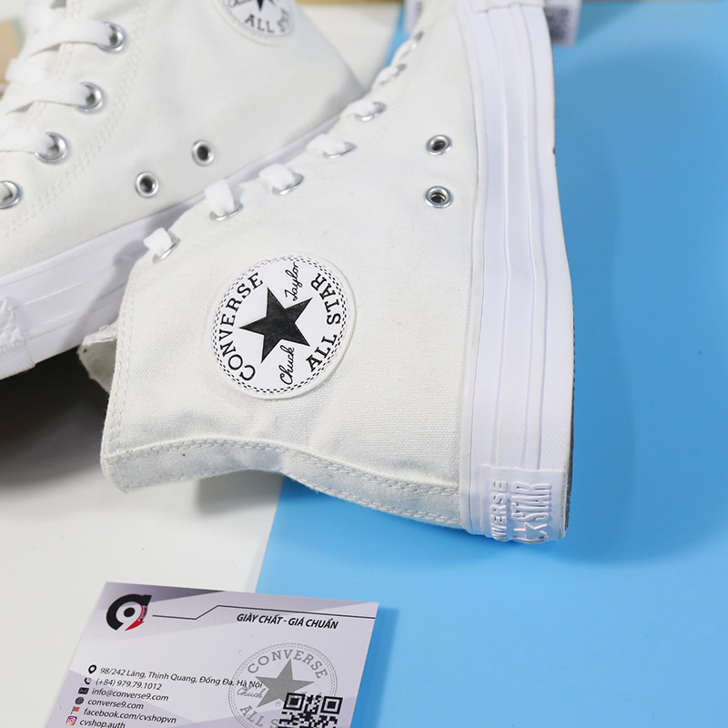 Giay Converse classic cao cổ vải trắng CCVT082