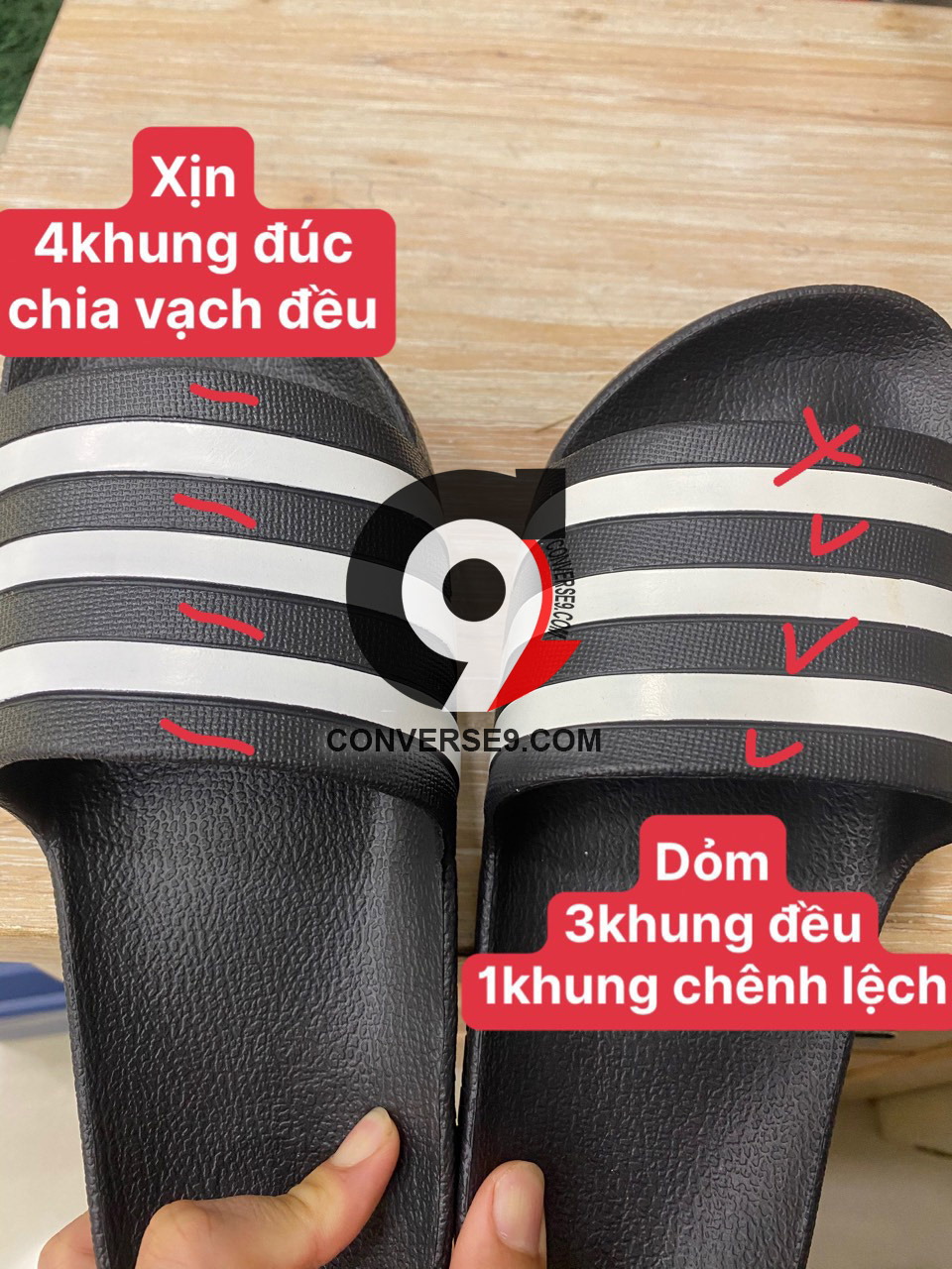 phân biệt dép Adidas Adilette chính hãng và giả