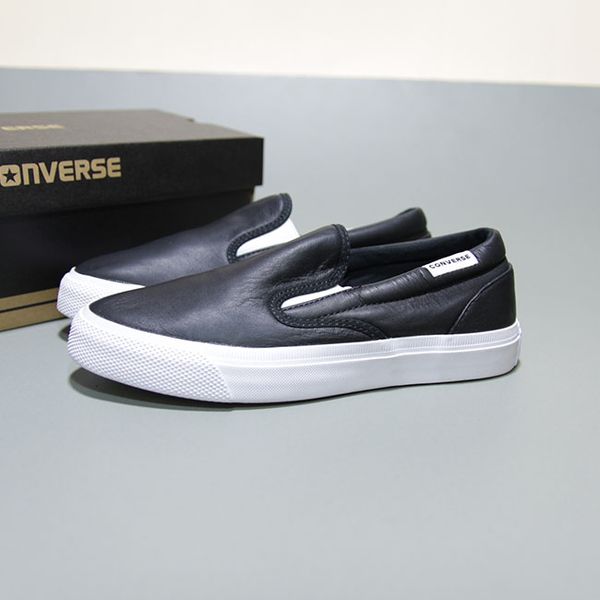 Outlet Converse slip-on thấp cổ da đen CTDD014
