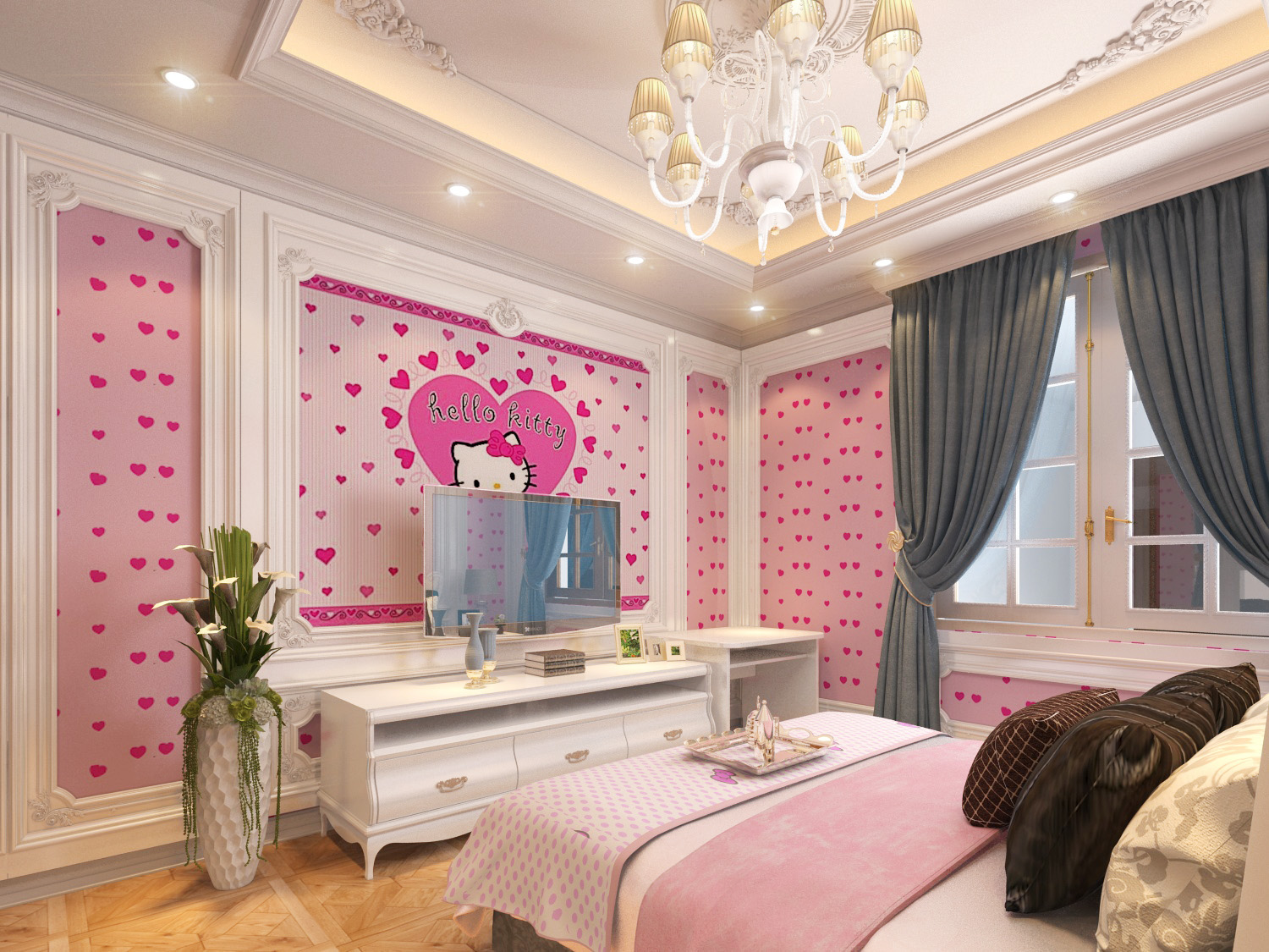 Phòng ngủ tân cổ điển cho công chúa nhà bạn