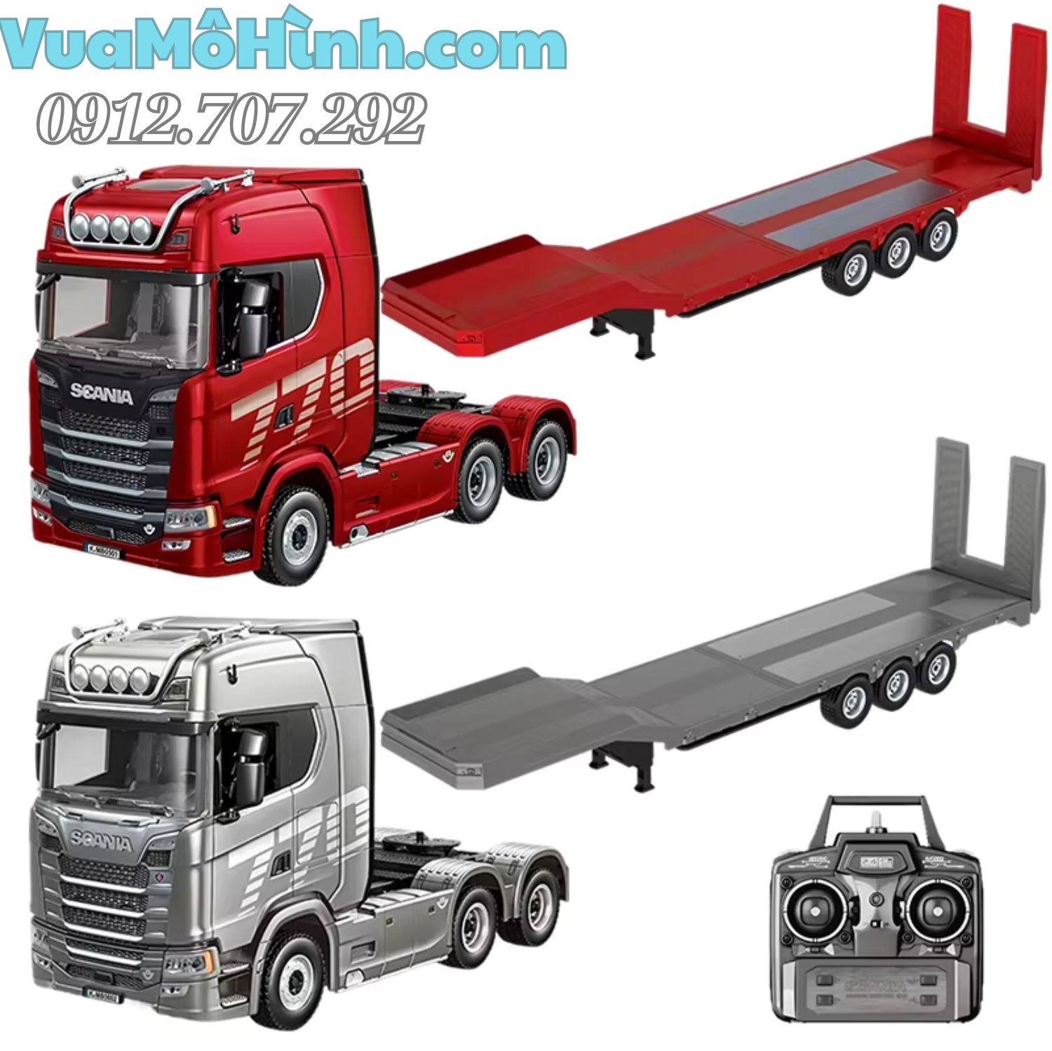 Xe tải đầu kéo điều khiển từ xa Huina 1501 + 1502 tỉ lệ 1/18 2.4G 19CH xe Móc Huina1501 Scania 770S V8 Truck 