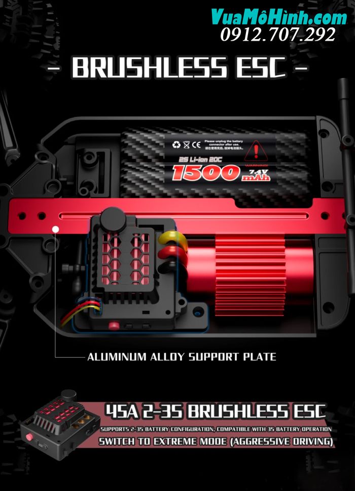 Xe tải quái vật điều khiển từ xa Bobcat 4WWD 1/16 tốc độ cao 45km/h