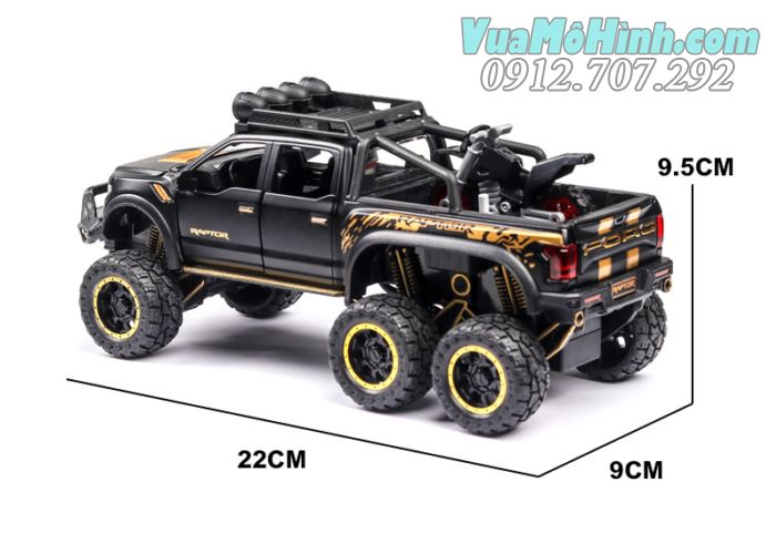 Ô Tô Mô Hình Tĩnh Xe Bán Tải Ford F-150 Beast Raptor 6X6 tỉ lệ 1:28 vỏ kim loại