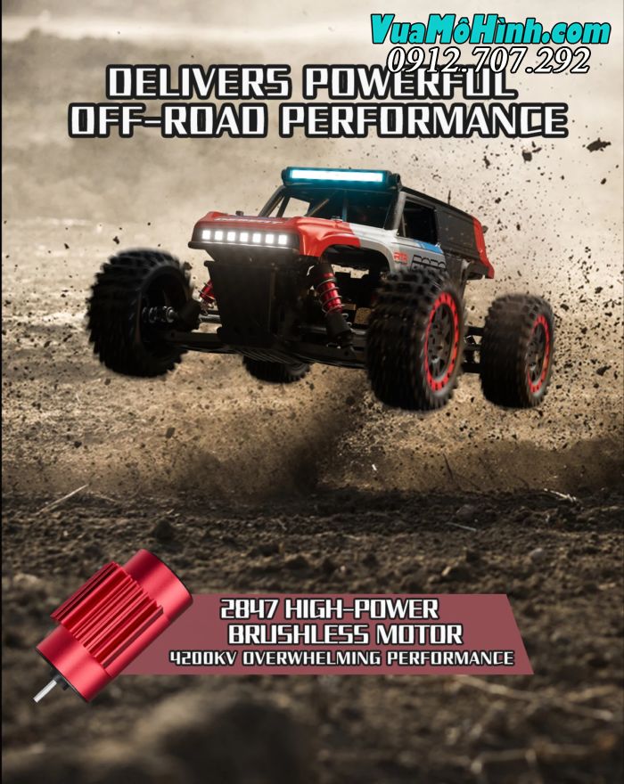 Xe tải quái vật điều khiển từ xa Bobcat 4WWD 1/16 tốc độ cao 45km/h