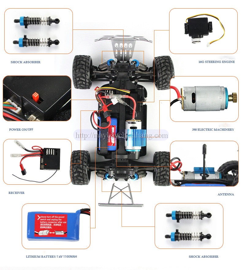 đồ chơi mô hình xe hơi WLtoys A969 xe ô tô đua địa hình off road điều khiển từ xa 2 cầu chính hãng tốc độ cao