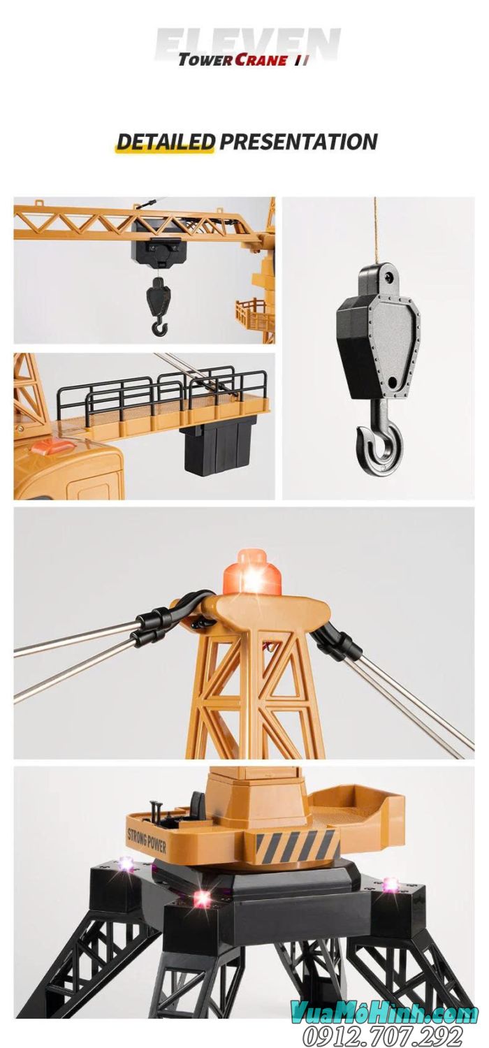 Cần cẩu tháp Huina 1585 mô hình điều khiển từ xa tỷ lệ 1:14 chi tiết cao chính hãng