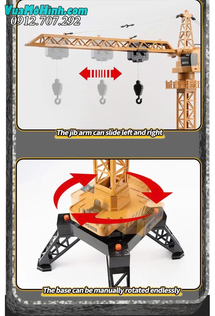 Cần cẩu tháp Huina 1585 mô hình điều khiển từ xa tỷ lệ 1:14 chi tiết cao chính hãng