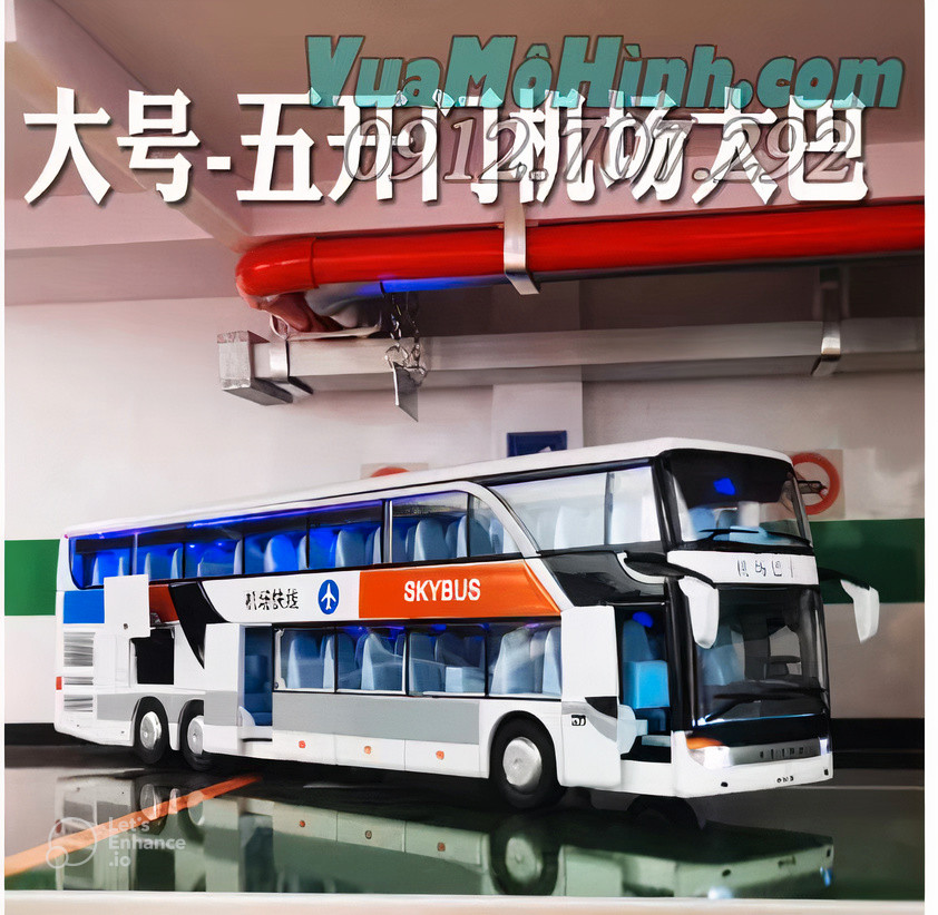 mô hình tĩnh diecast xe ô tô buýt chở khách proswon bus setra s 431 2 thầng tỷ lệ 1:32 , xe oto 4 bánh 2 tầng chuyên chở khách