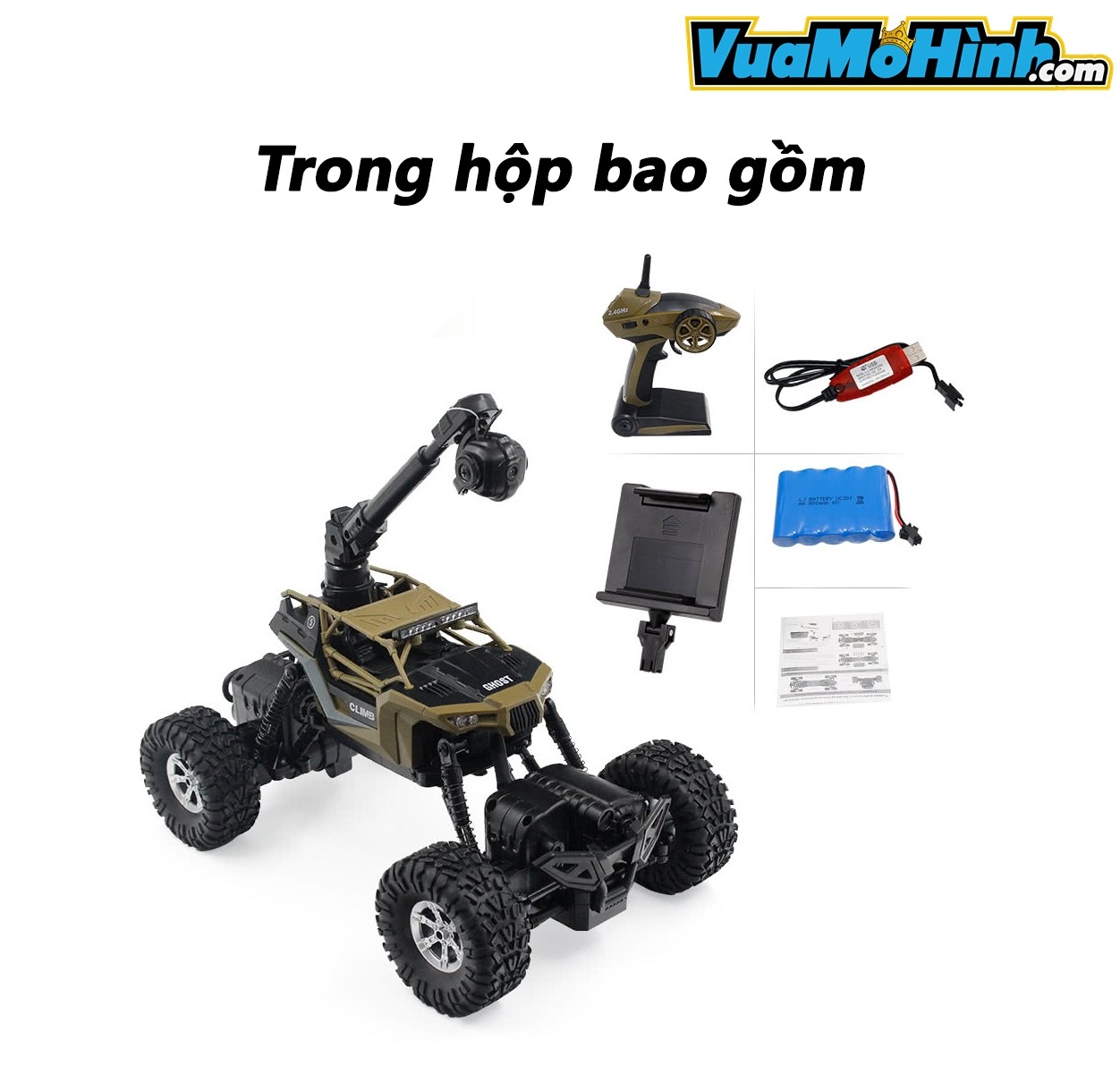 crazon mô hình xe ô tô địa hình điều khiển từ xa chính hãng chống chịu nước 2 cầu cỡ lớn có gắn camera