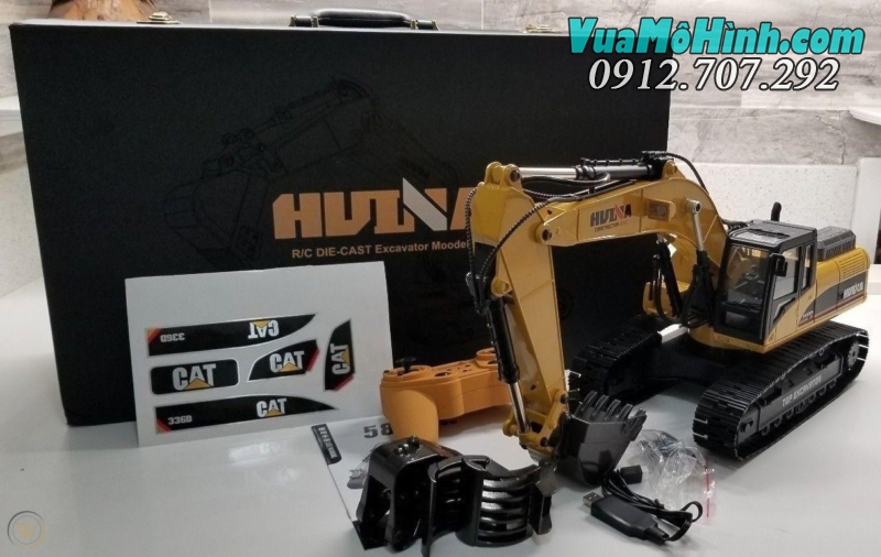 HUINA 1558 1/14 máy xúc điều khiển từ xa toàn thân kim loại chính hãng