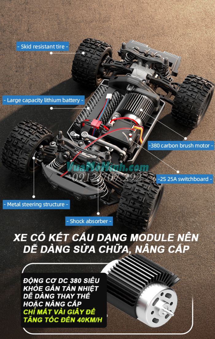 xe ô tô mô hình địa hình điều khiển từ xa tốc độ cao LH-18108 Land Raider Gallop