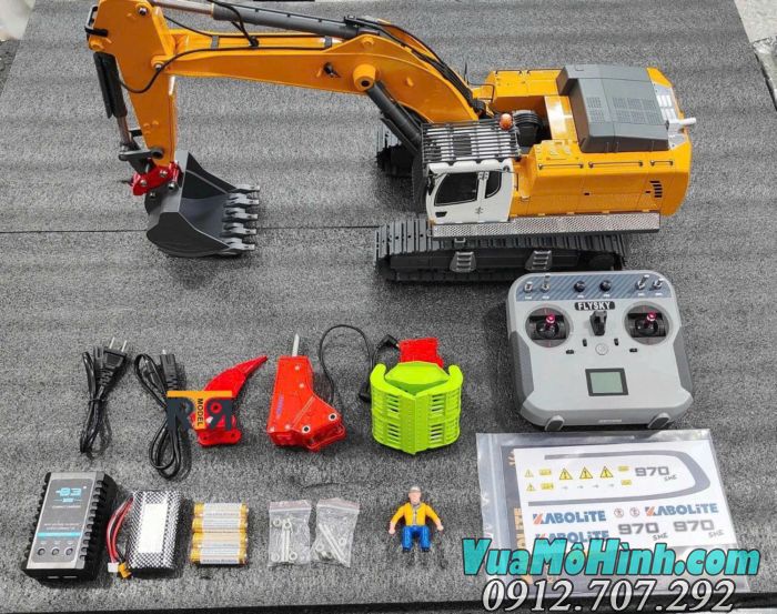 Máy xúc RC Kabolite K5901 tỷ lệ 1/18 toàn thân kim loại điều khiển từ xa
