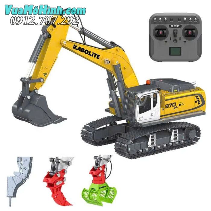Máy xúc RC Kabolite K5901 tỷ lệ 1/18 toàn thân kim loại điều khiển từ xa