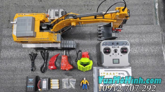 Máy xúc RC Kabolite K5901 tỷ lệ 1/18 toàn thân kim loại điều khiển từ xa
