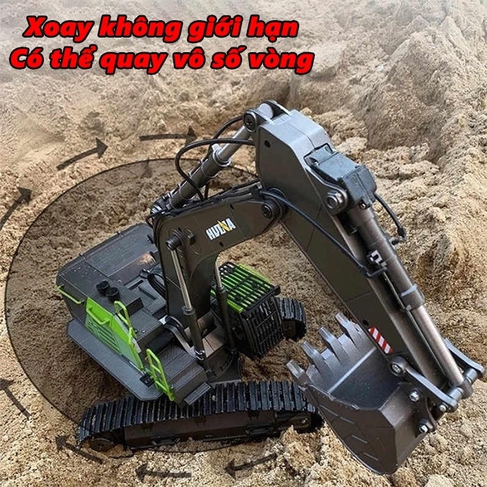 máy xúc điều khiển từ xa trục vít cỡ lớn xe cuốc cào công trình huina hulna 1593 593 super power