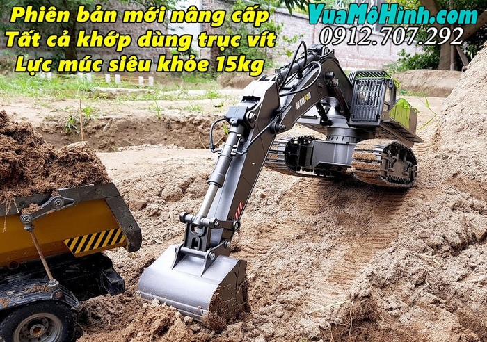 máy xúc điều khiển từ xa trục vít cỡ lớn xe cuốc cào công trình huina hulna 1593 593 super power