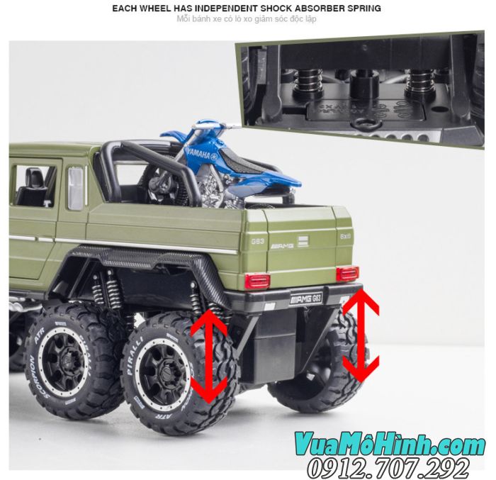 Mô hình xe Mercedes AMG G63 6X6 tỉ lệ 1/24 đồ chơi trẻ em 