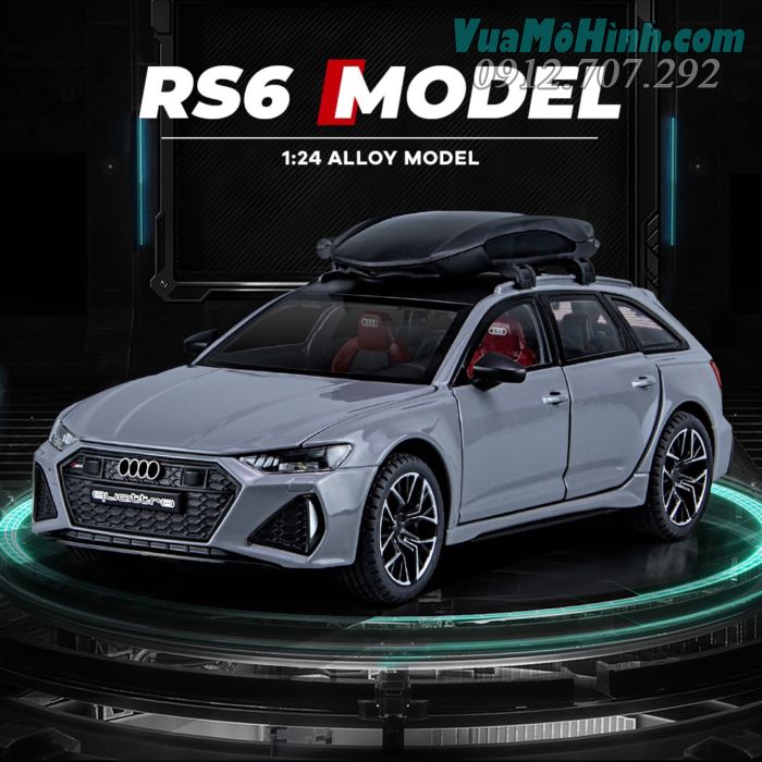 Mô hình Diecast đồ chơi siêu xe thu nhỏ Audi RS6 tỷ lệ 1:24, xe hơi ô tô Audi RS6 bằng kim loại