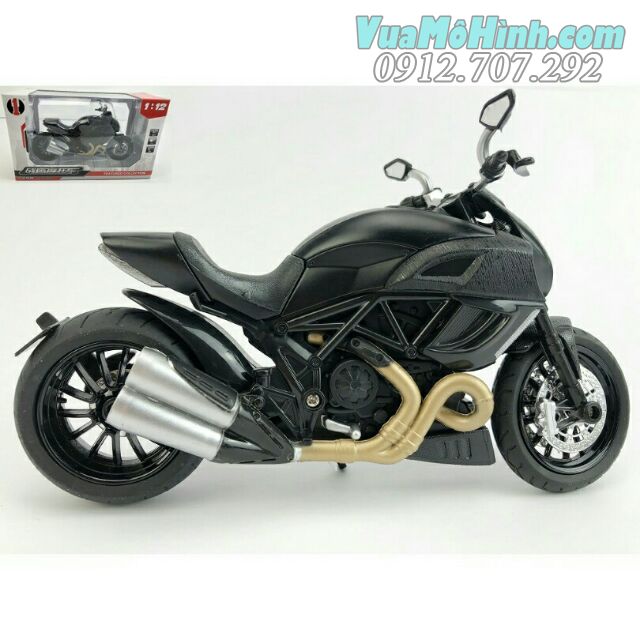 Mô hình tĩnh diecast xe mô tô 2 bánh gắn máy phân khối lớn ducati diavel carbon tỷ lệ 1:12 , đồ chơi xe moto thu nhỏ mini